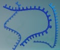 Ribonucleic acid (RNA) in blue 3d rendering