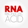 RNA Ribonucleic acid - polymeric molecule essential in various biological roles in regulation and expression of genes, acronym Royalty Free Stock Photo