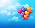 Rnbow balloons and hearts on a blue background. Royalty Free Stock Photo