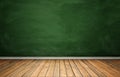 Rndering of interior with green chalkboard and wooden floor. Royalty Free Stock Photo