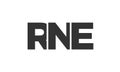 RNE logo design template with strong and modern bold text. Initial based vector logotype featuring simple and minimal typography. Royalty Free Stock Photo