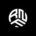 RNF letter logo design on black background. RNF creative initials letter logo concept. RNF letter design