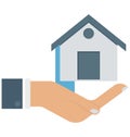 Household, Lawn, House In Hands Isolated Vector Icons can be modify with any Style