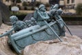 Kingsbridge, Devon, UK - January 17. RNLB Rescue sculpture by Jim Martins Commemorating the Salcombe Lifeboat launch in 1869 in