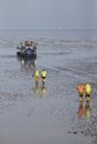 RNLI lifeboat crew launch rescue boat to rescue migrants in the English Channel