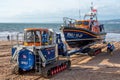 RNLI Lifeboat crew prepares to launch a Shannon class lifeboat