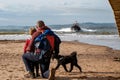 RNLI lifeboat speeding onto the beach.