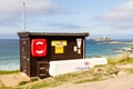 RNLI lifeguard station hut at Godrevy, Cornwall, England