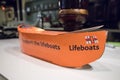 RNLI Royal Navy Lifeboat Institute charity collection box for fund raising