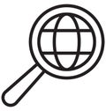 magnifier with globe line isolated vector icon can be easily modified and edit Royalty Free Stock Photo