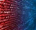 RNN Neural Network source code. Application web source code on monitor. Programming of Internet website. Database bits access Royalty Free Stock Photo