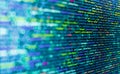 RNN Neural Network source code. Binary code digital technology background. Hi-tech modern screen of data, digits and chars on