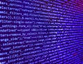 RNN Neural Network source code. Internet app development and design. Technology concept hex code digital background. Web server Royalty Free Stock Photo