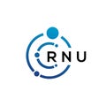 RNU letter technology logo design on white background. RNU creative initials letter IT logo concept. RNU letter design