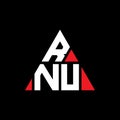 RNU triangle letter logo design with triangle shape. RNU triangle logo design monogram. RNU triangle vector logo template with red