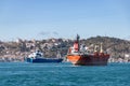 Ro-Ro Cargo Ships at the Bosphorous Strait Royalty Free Stock Photo