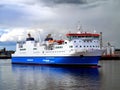 Passenger Cargo Ferry Leaving Port.