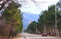 Road in Abkhazia near border with Russia Royalty Free Stock Photo