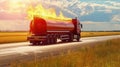 The road is ablaze, as a tanker truck disaster unfolds before our eyes. Royalty Free Stock Photo