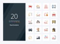 20 Road Accidents Flat Color icon for presentation Royalty Free Stock Photo