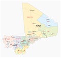 Road and administrative map of the Republic of Mali
