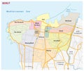 Road, administrative and political map of the Lebanese capital Beirut