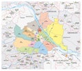 Road and administrative vector map of the city of vienna and its surrounding communities