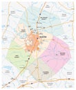 Road and administrative vector map of greater Austin, Texas, United States