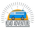Road Adventure. Family Road Travel and Trip. Label, Badge and Banner. Concept Travel Automobile for Web, Print, T-Shirt. Logo, Royalty Free Stock Photo