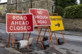 Road ahead closed and no through road sign Royalty Free Stock Photo