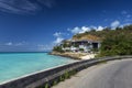 Road along a beach at Antigua island in the Caribbean