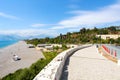 The road along the beach. View of the Mediterranean Sea. Antalya, Turkey, April 6, 2019 Royalty Free Stock Photo