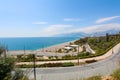 The road along the beach. View of the Mediterranean Sea. Antalya, Turkey, April 6, 2019 Royalty Free Stock Photo