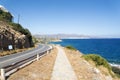 The road along the beautiful beaches on the coast of the island of Crete. Royalty Free Stock Photo