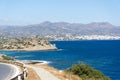 The road along the beautiful beaches on the coast of the island of Crete. Royalty Free Stock Photo