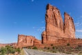 Road along the courthouse towers in Arches National Park