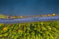 The road along the lake. Forest. Aerial view Royalty Free Stock Photo