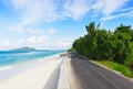 The road along the ocean`s beach, Mahe, Seychelles