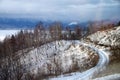 Road in winter in Siberia, Russia