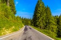 Road among Alps mountains, Klosters-Serneus, Davos, Graubuenden Switzerland Royalty Free Stock Photo