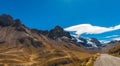 Road in the andean mountains peru Royalty Free Stock Photo