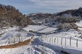 Snowy road between the Sureanu Mountains,Romania Royalty Free Stock Photo