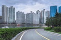 Road from APEC Naru Park and Busan cityscape