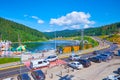 The road around Molodist Lake, on July 25 in Bukovel, Ukraine Royalty Free Stock Photo