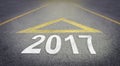 Road arrow forwarding 2017 business concept