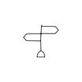 Road arrows Wooden waymark signboard arrow thin line icon. waymark Hand Drawn thin line icon