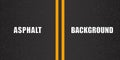 Road asphalt background with separation lines. Grainy texture. Road granular asphalt top view template - vector