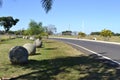 Road. Asphalt road in the interior of Brazil, with cement artifacts, South America