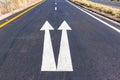 Road Asphalt White Paint Arrows Direction Markings Signs Closeup Detail Royalty Free Stock Photo