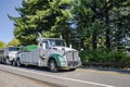 Road assistant mobile towing truck tow broken semi truck running on the road to repair shop